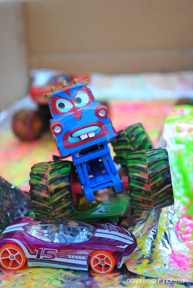 Monster Truck Foil Painting at All for the Boys blog - contributed by Crayon Box Chronicles