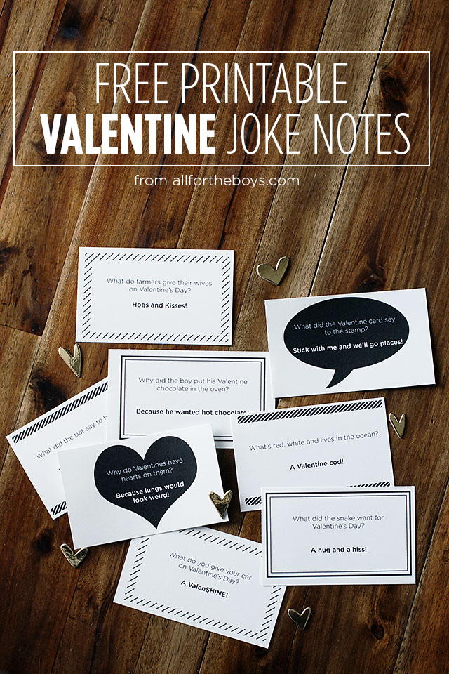 Free printable Valentine joke notes - perfect for lunches or to trade in class