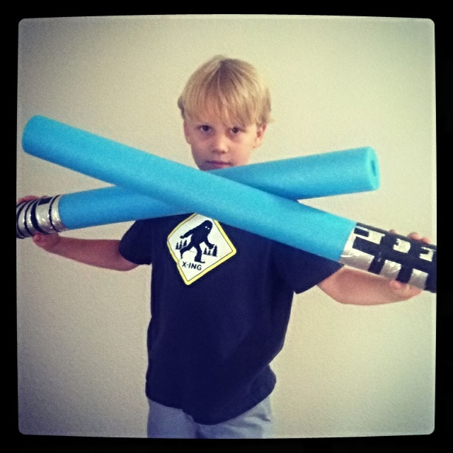 DIY pool noodle light saber