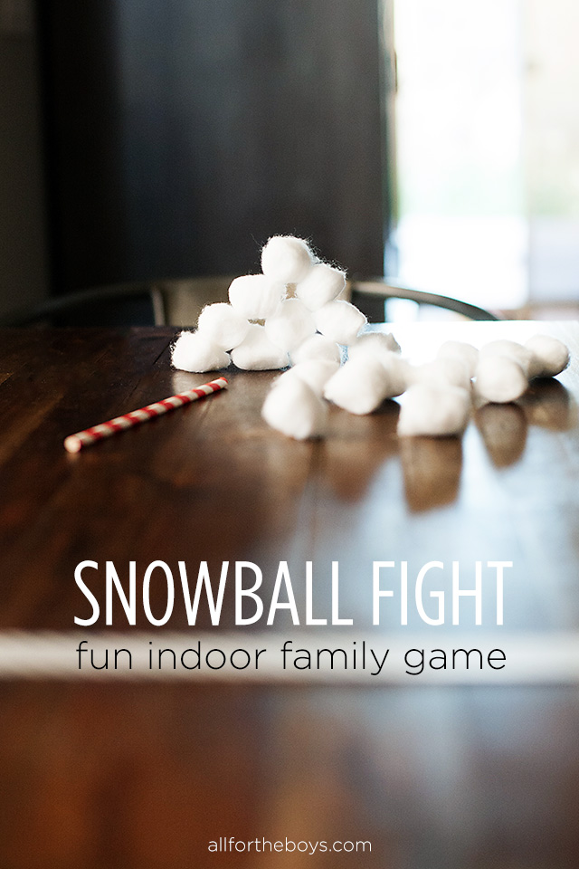 Fun indoor snowball fight game from All for the Boys blog